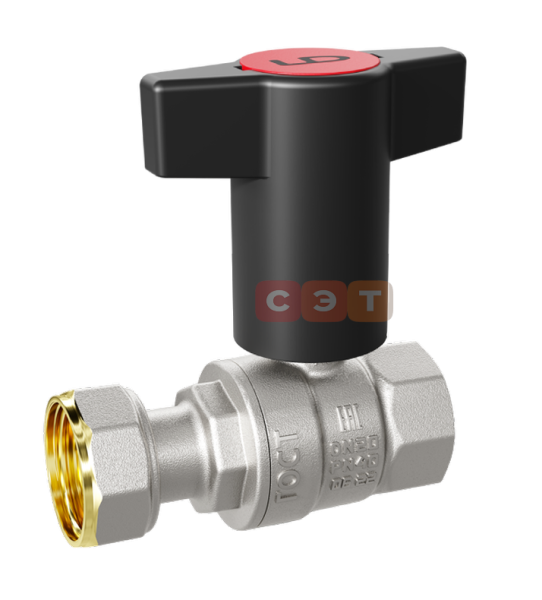 Кран шаровый с американкой ВР-ВР (T-ручка, синяя/красная вставка)  LD  1/2"